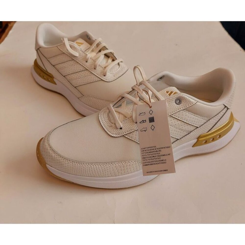 adidas Womens Size 9 S2G SL LEATHER 25 Spikeless Golf Shoes Off White Gold - Picture 4 of 9